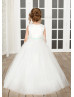 Ivory 3D Flowers Lace Tulle Flower Girl Dress